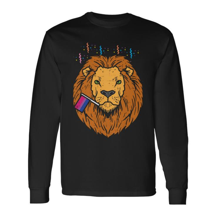Bisexual Flag Lion Lgbt Pride Month Bi Pride Stuff Animal Long Sleeve T-Shirt T-Shirt