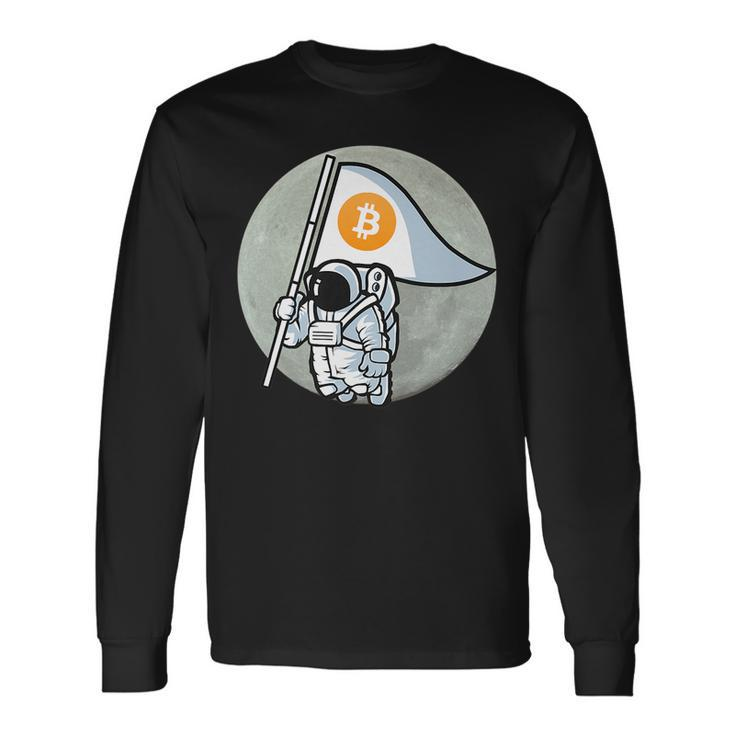 Bitcoin Cryptocurrency Astronaut Future Moon Moon Long Sleeve T-Shirt