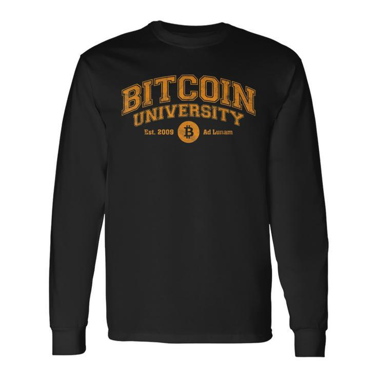 Bitcoin University To The Moon Distressed College Btc Long Sleeve T-Shirt T-Shirt