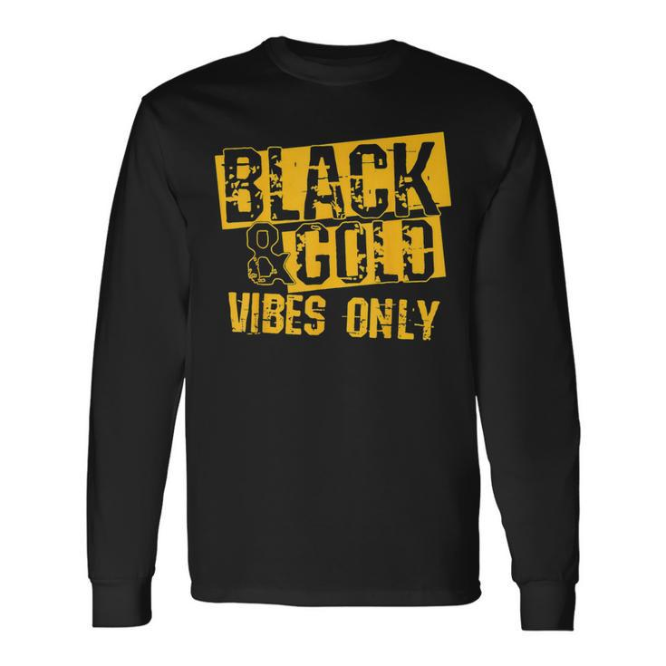 Black Gold Vibes Only Game Day Group High School Football Long Sleeve T-Shirt