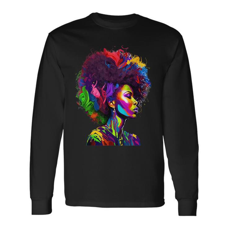 Black Queens Colorful Afro Ii Long Sleeve T-Shirt T-Shirt