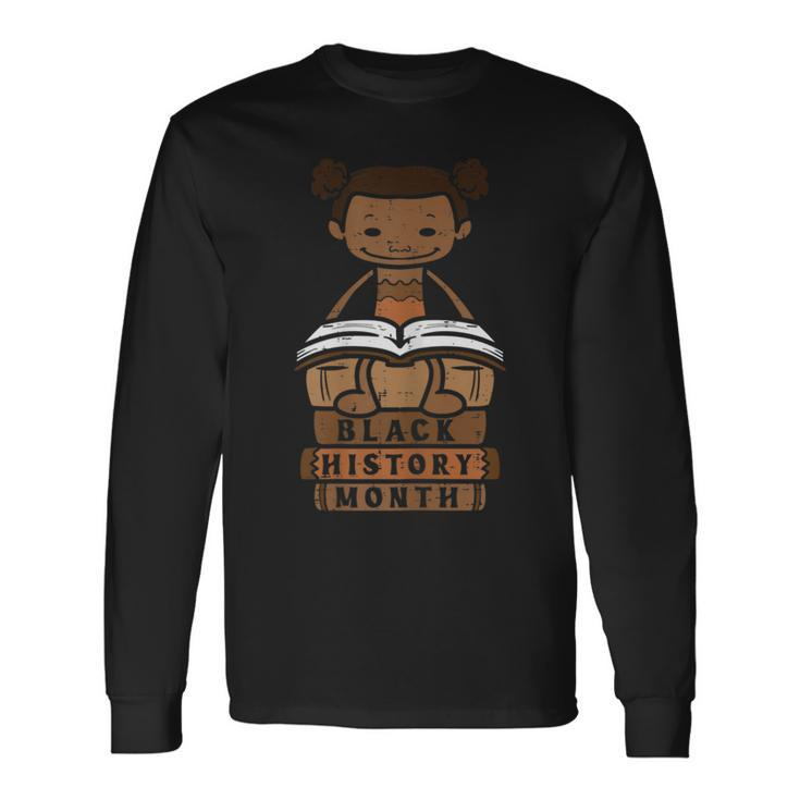 Black History Month Book Afro Girl African Pride Girls Pride Month Long Sleeve T-Shirt T-Shirt