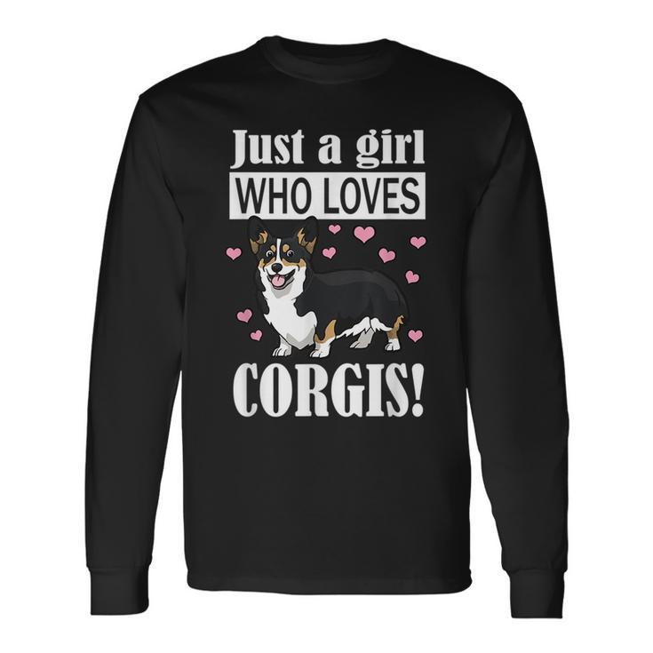 Black Tricolor Corgi Long Sleeve T-Shirt