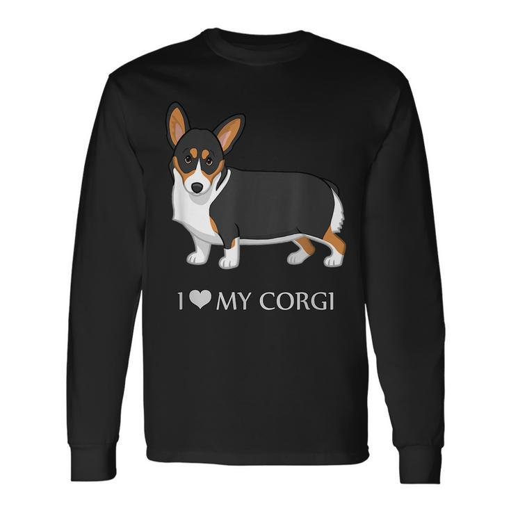 Black Tricolor I Love My Pembroke Corgi Dog Lovers Long Sleeve T-Shirt