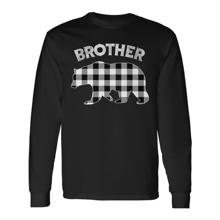 Black And White Buffalo Plaid Brother Bear Christmas Pajama Long Sleeve T-Shirt