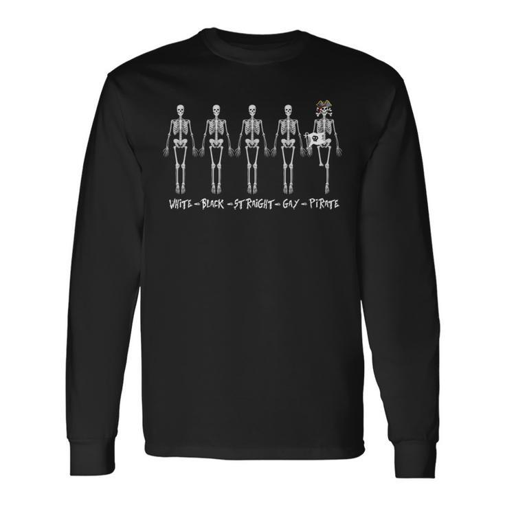 Black White Gay Straight Pirate Skeleton Lgbt Pride Human Long Sleeve T-Shirt T-Shirt