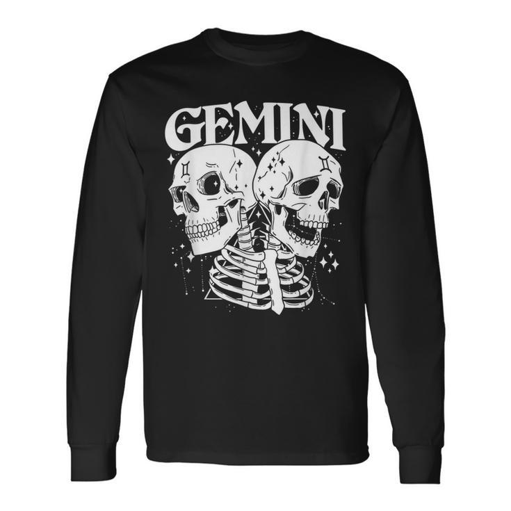 Blackcraft Zodiac Signs Gemini Skull Magical Witch Earth Long Sleeve T-Shirt T-Shirt