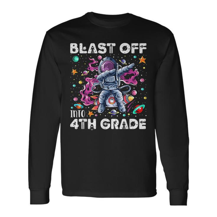 Blast Off Into 4Th Grade First Day Of School Space Rocket Long Sleeve T-Shirt