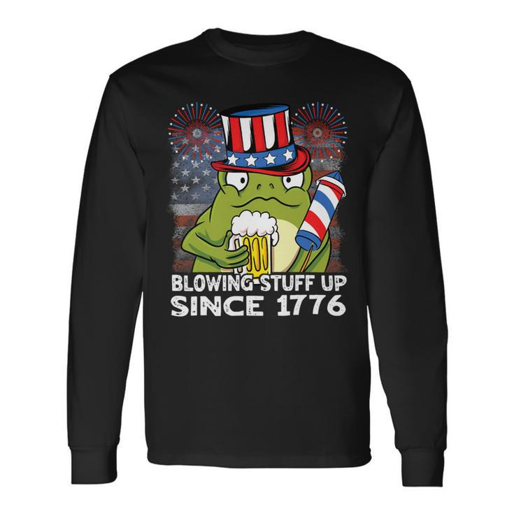 Blowing Stuff Up Since 1776 4Th Of July Frog Beer Long Sleeve T-Shirt