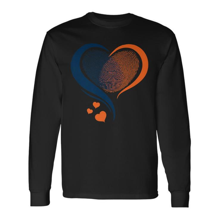 Blue And Orange Hearts Long Sleeve T-Shirt T-Shirt