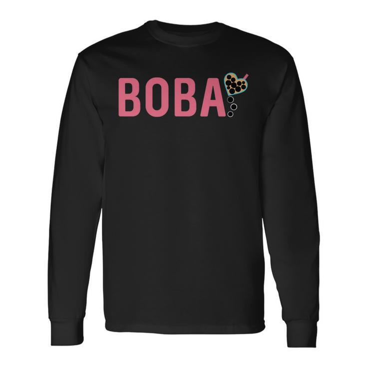 Boba Bubble Tea Drink Cute Milk Tea Heart Long Sleeve T-Shirt T-Shirt