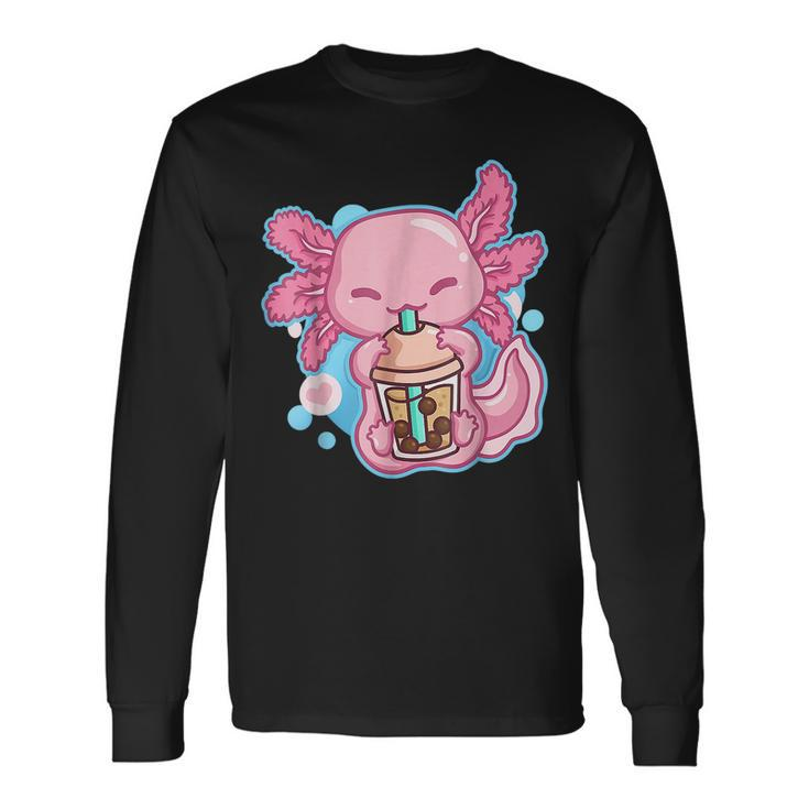 Boba Tea Bubble Tea Milk Tea Anime Axolotl Long Sleeve T-Shirt