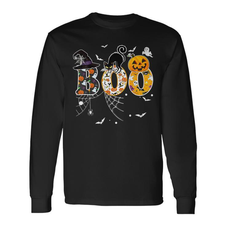 Boo With Spiders And Witch Hat Halloween Costume Long Sleeve T-Shirt