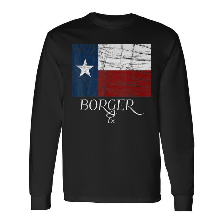 Borger Tx Texas Flag City State Long Sleeve T-Shirt