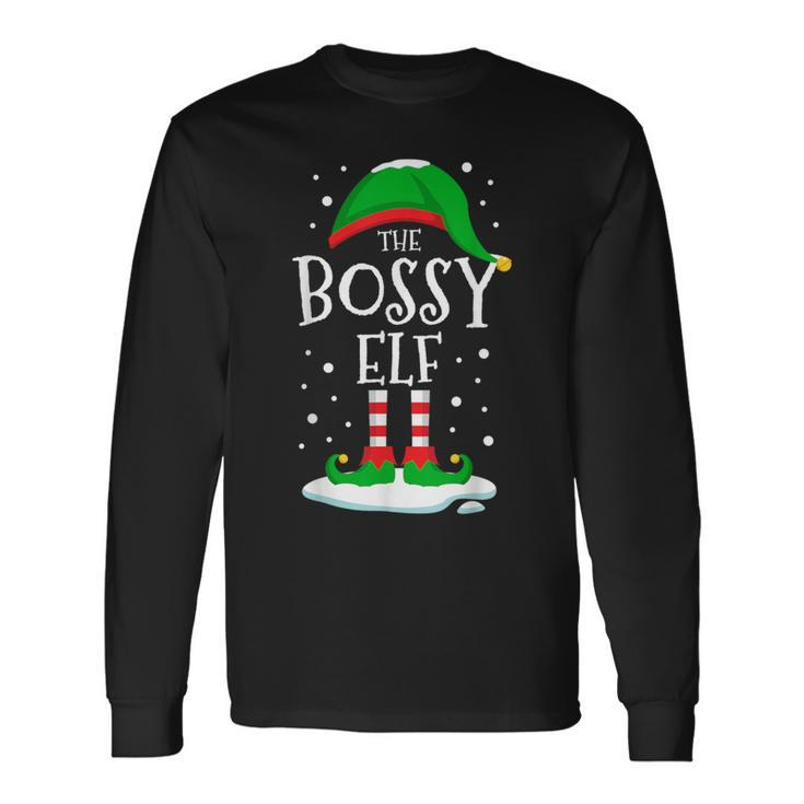 The Bossy Elf Christmas Family Matching Xmas Group Long Sleeve T-Shirt