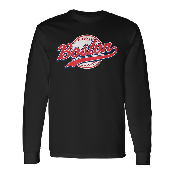 Boston Vintage Baseball Throwback Retro Long Sleeve T-Shirt