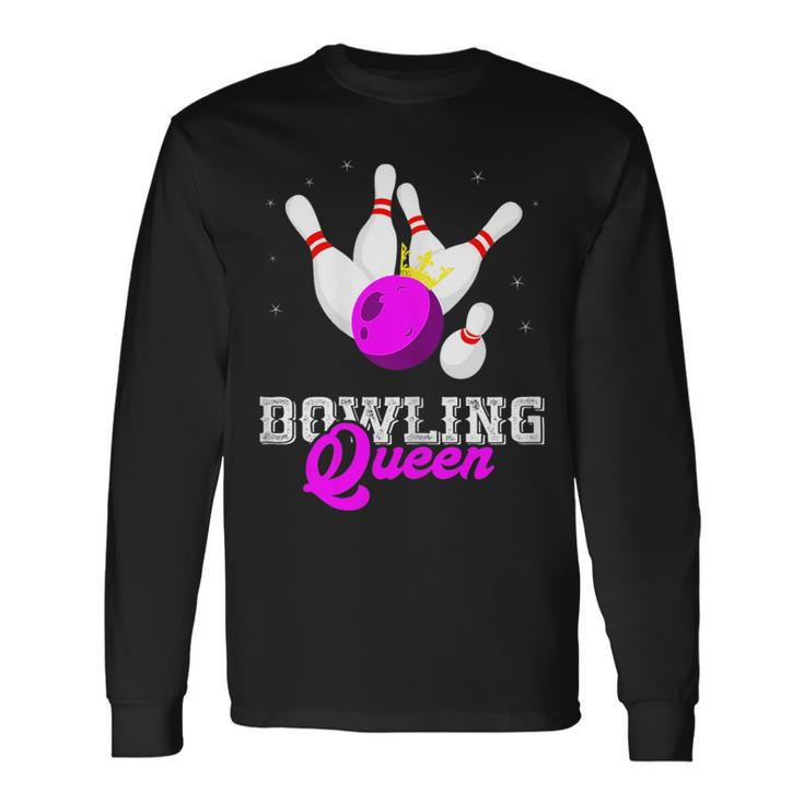 Bowling Queen Crown Bowler Bowling Team Strike Bowling Long Sleeve T-Shirt