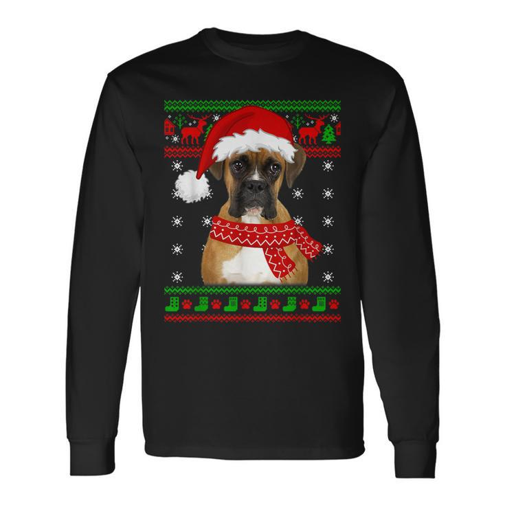 Boxer Dog Ugly Sweater Christmas Puppy Dog Lover Long Sleeve T-Shirt