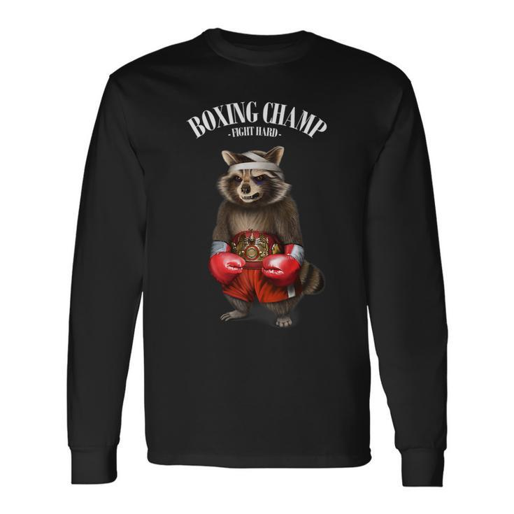 Boxing Champion Raccoon Fighter Long Sleeve T-Shirt