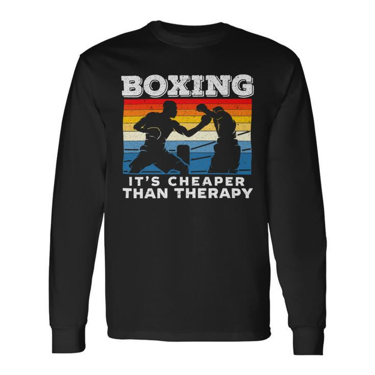 Boxing Cheaper As Therapy Boxer Knockout Sparring Long Sleeve T-Shirt