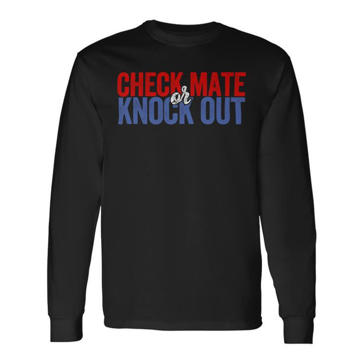 Boxing Checkmate Or Knockout Chessboxing Player Chess Boxing Long Sleeve T-Shirt