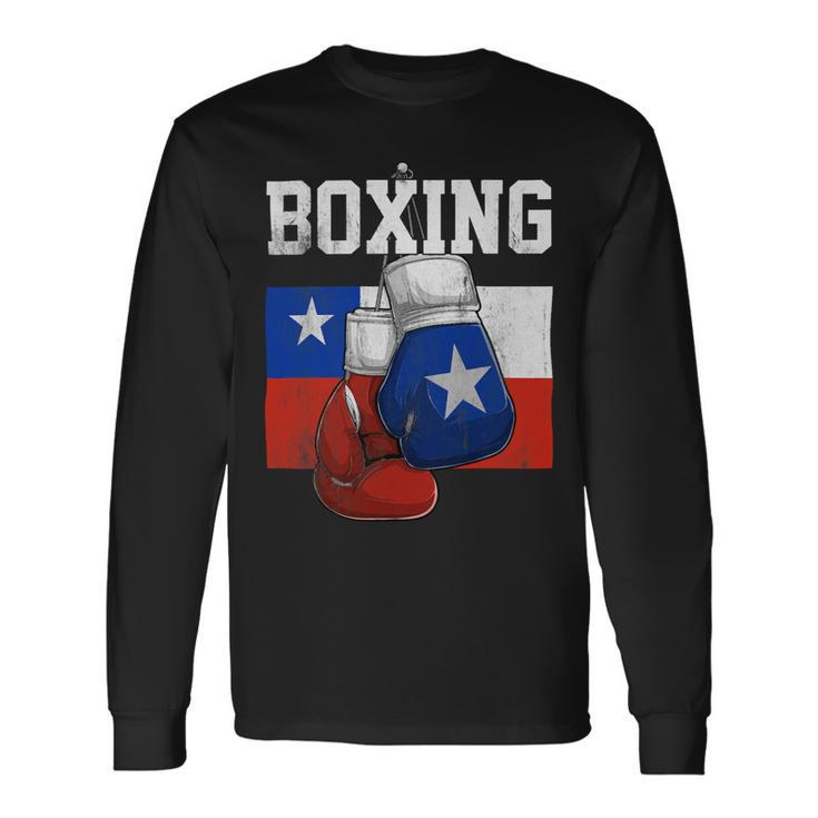 Boxing Chilean Boxing Gloves Boxer Boxing Lover Chile Flag Long Sleeve T-Shirt