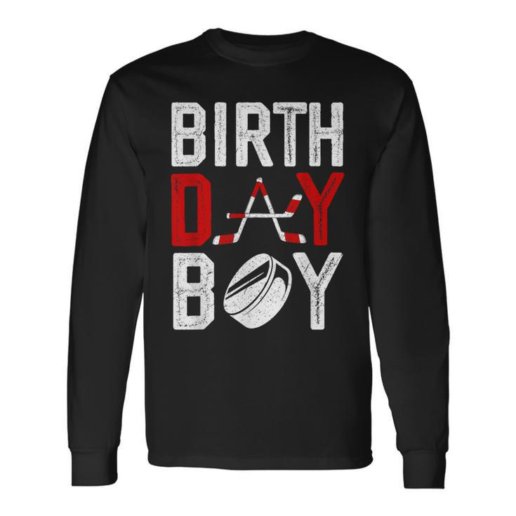 Boy Birthday Party Decorations Hockey Winter Sports Fans Long Sleeve T-Shirt Gifts ideas