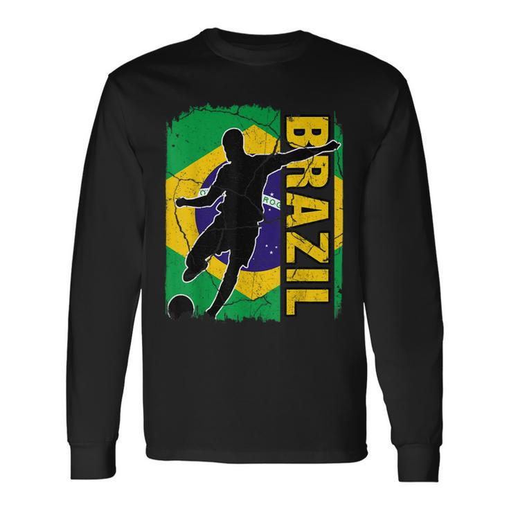 Brazilian Soccer Team Brazil Flag Jersey Football Fans Long Sleeve T-Shirt Gifts ideas