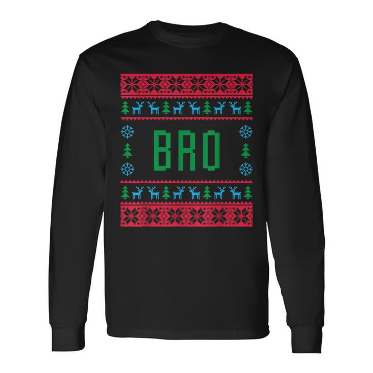 Bro Ugly Christmas Sweater Pjs Matching Family Pajamas Long Sleeve T-Shirt