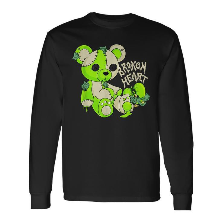Broken Heart Bear 6 Retro Electric Green Shoes Matching Long Sleeve T-Shirt T-Shirt