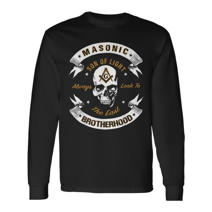 Brothers Son Of Light Always Look To The East Masonic Skull Long Sleeve