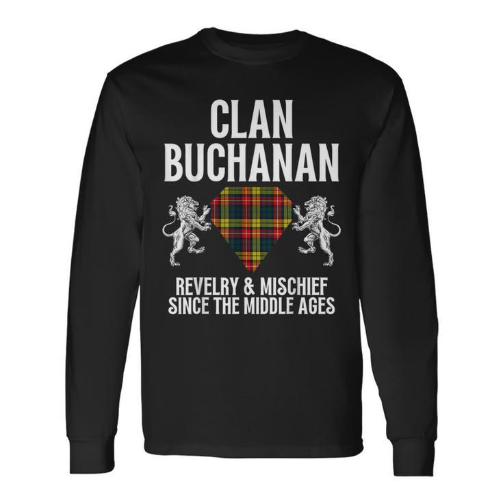 Buchanan Clan Scottish Name Coat Of Arms Tartan Long Sleeve T-Shirt
