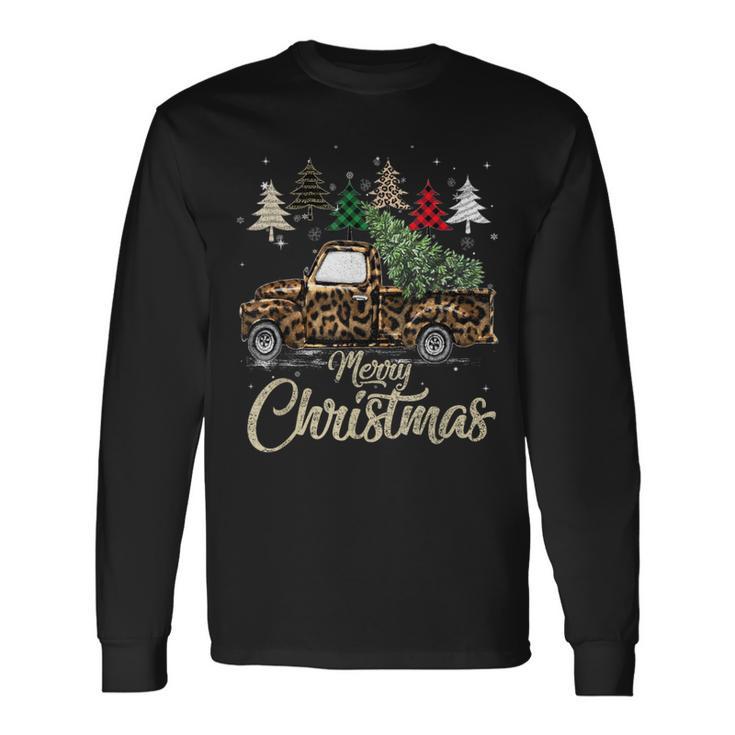 Merry & Bright Christmas Shirt For Women - Rainbow Leopard Plaid Holiday Long Sleeve Top