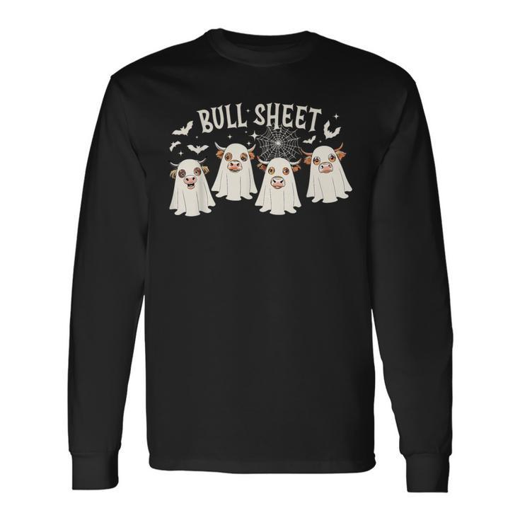 Bull Sheet Highland Cow Ghost Halloween Highland Cow Lover Long Sleeve T-Shirt