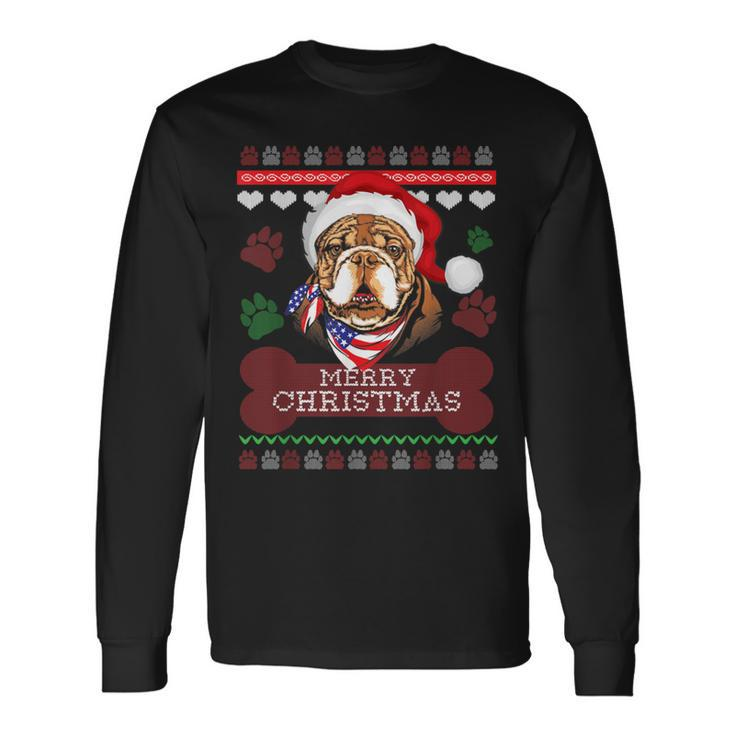 Bulldog Owner Ugly Christmas Sweater Style Long Sleeve T-Shirt Gifts ideas