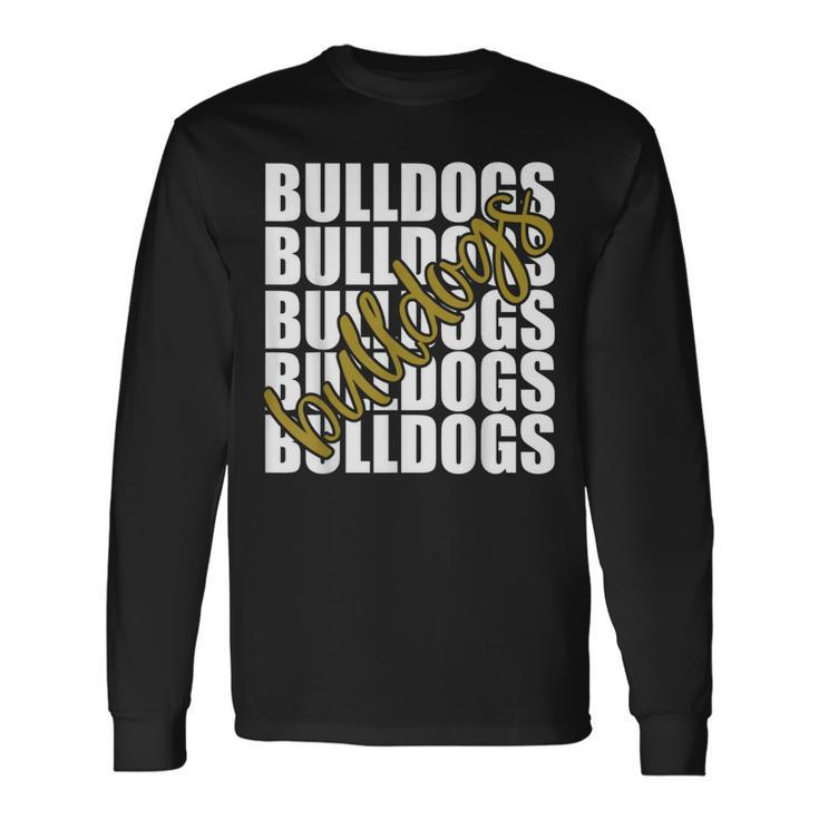 Bulldogs Gold School Sports Fan Team Spirit Long Sleeve T-Shirt
