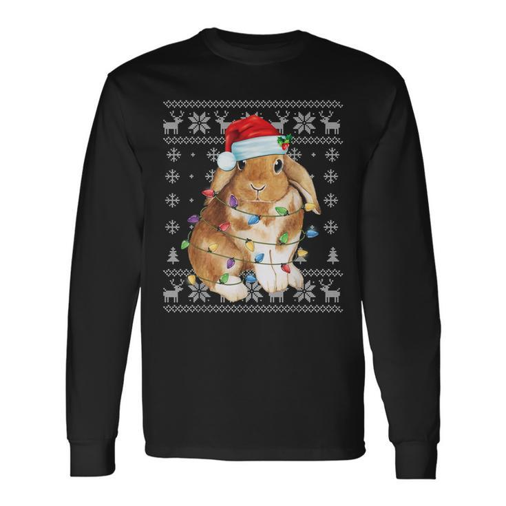Bunny Rabbit Christmas Ugly Sweater Xmas Tree Decor Long Sleeve T-Shirt