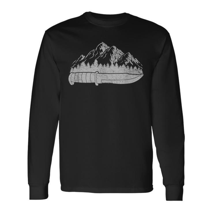 Bushcraft Survival Knife Outdoor Nature Camping Wilderness Long Sleeve T-Shirt