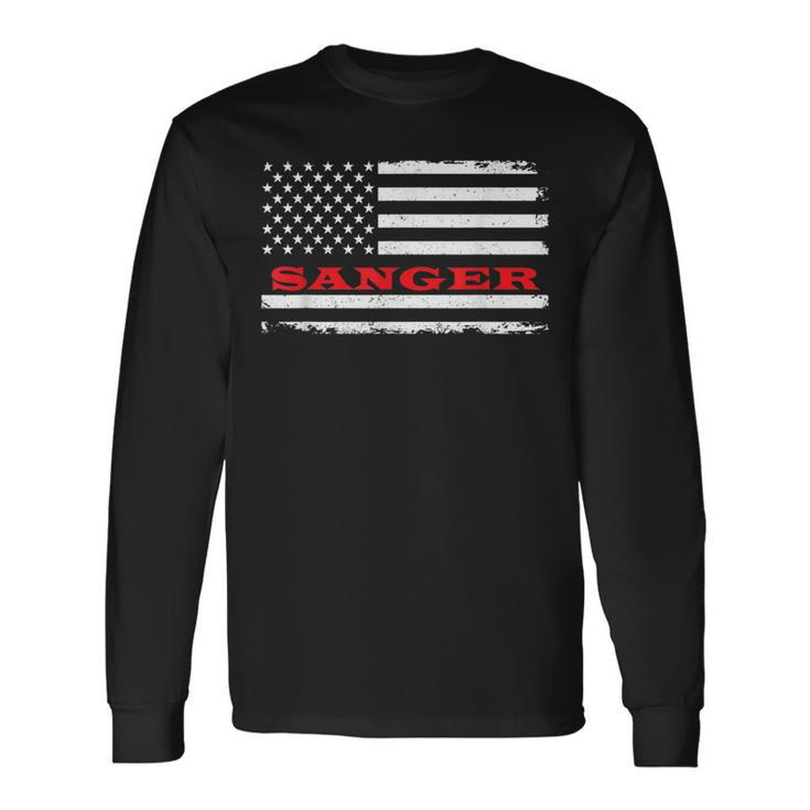 California American Flag Sanger Usa Patriotic Souvenir Long Sleeve T-Shirt