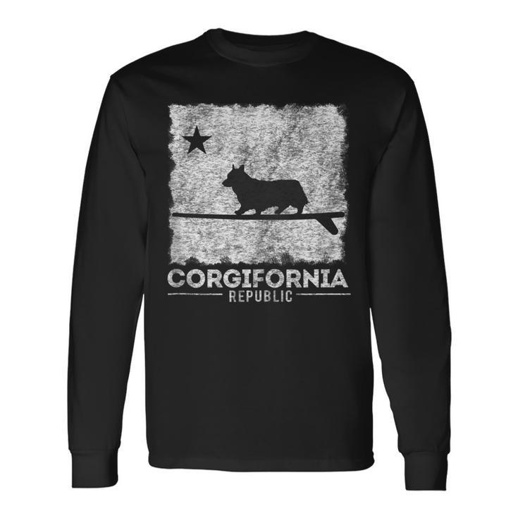 California Corgifornia Cute Corgi Surfboard Long Sleeve T-Shirt T-Shirt