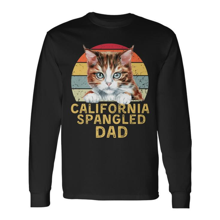 California Spangled Cat Dad Retro Cats Heartbeat Long Sleeve T-Shirt