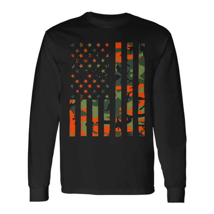 Camouflage American Flag For Hunters And Men Women Patriots Long Sleeve T-Shirt