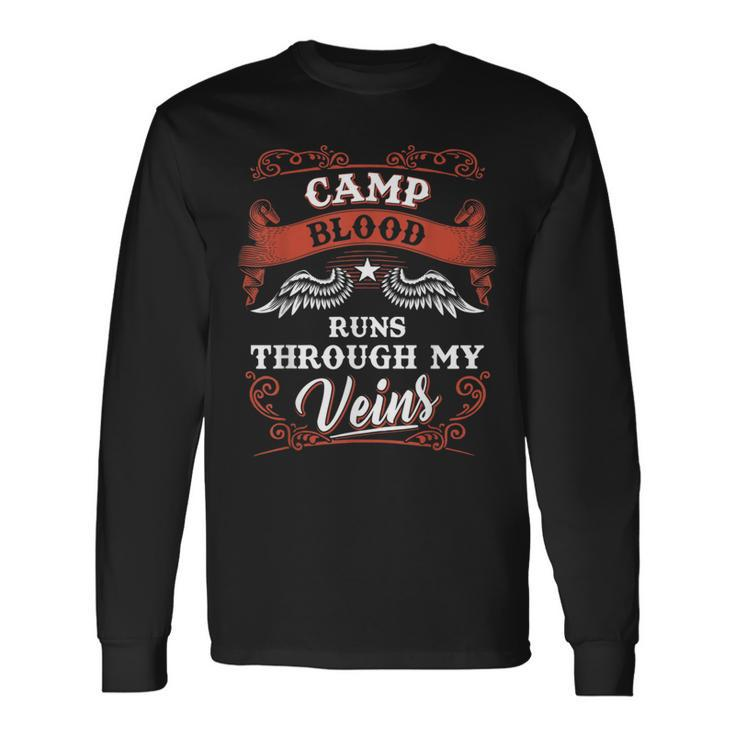 Camp Blood Runs Through My Veins Family Christmas Long Sleeve T-Shirt