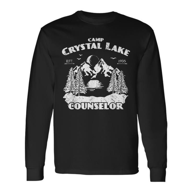 Camp Camping Crystal Lake Counselor Vintage Horror Lover Counselor Long Sleeve T-Shirt