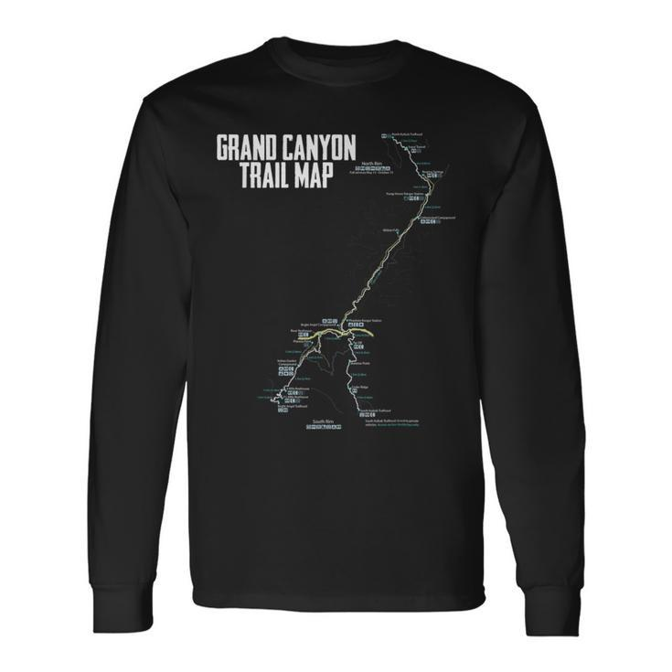 Camp Grand Canyon National Park Trail Map Camping Hiking Long Sleeve T-Shirt