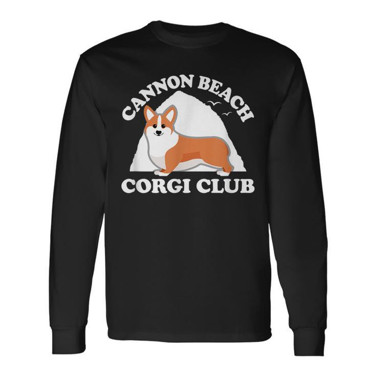 Cannon Beach Oregon Haystack Rock Corgi Club Long Sleeve T-Shirt T-Shirt