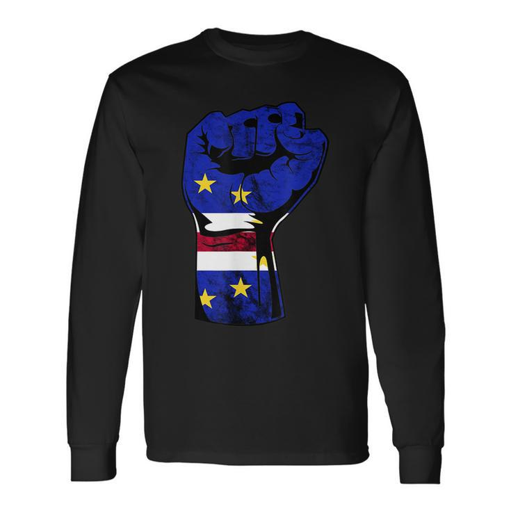 Cape Verde Cape Verdean Flag Power Handfist Cabo Pride Long Sleeve T-Shirt