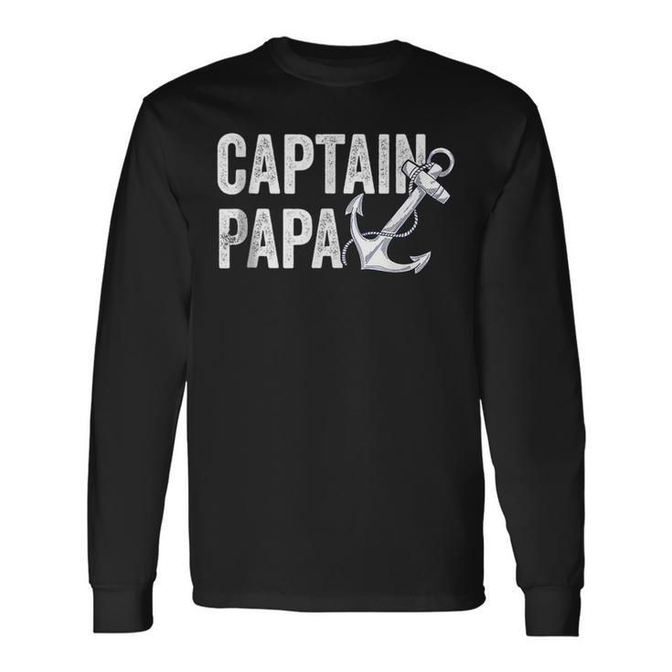 Captain Papa Pontoon Lake Sailor Fishing Boating Long Sleeve T-Shirt T-Shirt