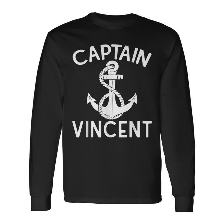 Captain Vincent Yacht Ship Anchor Boating Boat Long Sleeve T-Shirt