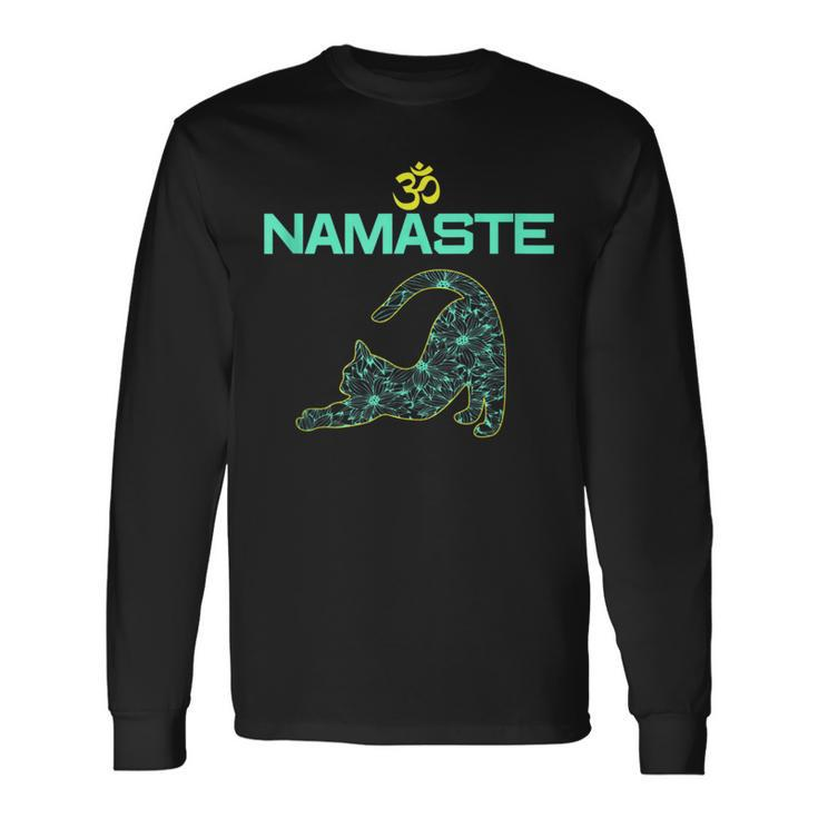 Cat Yoga Namaste Om Ying Yang Balance Yoga New Mat Long Sleeve T-Shirt